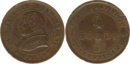 4 Soldi 1867 R Rome - Pape Pie IX