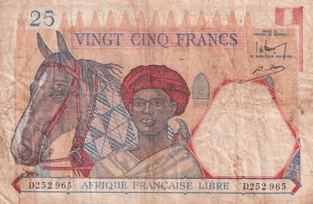 AEF 25 Francs - Afrique Française Libre - 1941 - Série D25 - TB - P.7