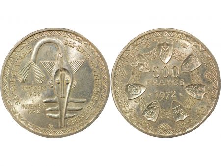 Afrique de l\'Ouest  - 500 Francs Argent, Union Monétaire - 1972 Paris