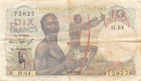 Afrique de l\'Ouest 10 Francs - Banque de l\'Afrique Occidentale - 28-09-1949