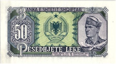 Albanie 50 Leké Skanderbeg - Soldat - 1957