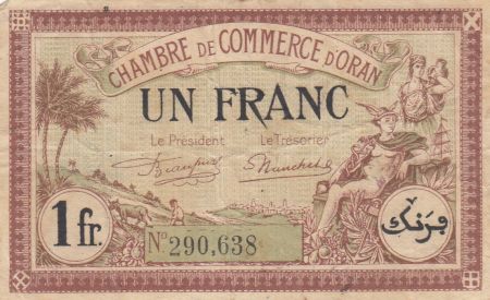 Algérie 1 Franc - Chambre de commerce d\'Oran - 14-02-1923 - Série 290.638