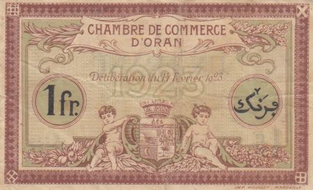 Algérie 1 Franc - Chambre de commerce d\'Oran - 14-02-1923 - Série 290.638