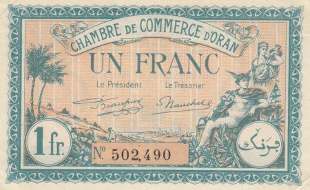 Algérie 1 Franc - Chambre de commerce d\'Oran - 25-03-1921 - Série 502.490