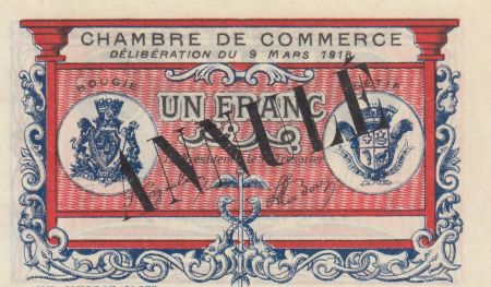 Algérie 1 Franc - Chambre de commerce de Bougie-Sétif - 09-03-1918 - Annulé