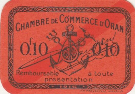 Algérie 10 Centimes - Chambre de commerce d\'Oran - 1916