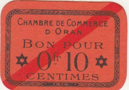 Algérie 10 Centimes - Chambre de commerce d\'Oran - 1916