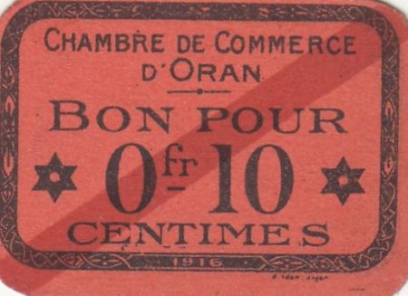 Algérie 10 Centimes - Chambre de commerce d\'Oran - 1916