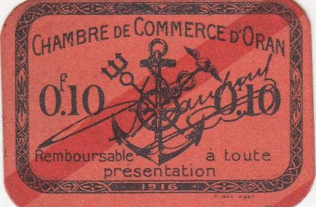 Algérie 10 Centimes - Chambre de commerce d\'Oran - 1916