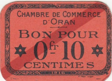 Algérie 10 Centimes - Chambre de commerce d\'Oran - 1916