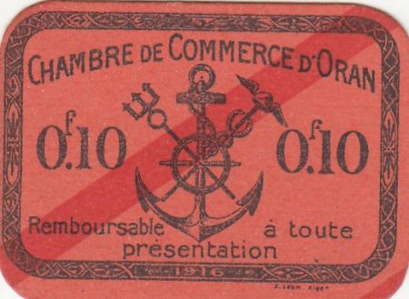 Algérie 10 Centimes - Chambre de commerce d\'Oran - 1916