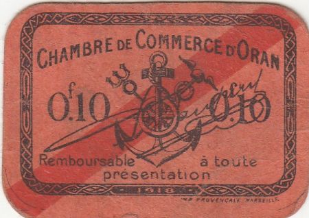 Algérie 10 Centimes - Chambre de commerce d\'Oran - 1918