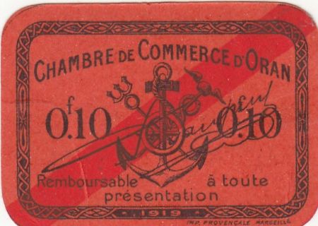 Algérie 10 Centimes - Chambre de commerce d\'Oran - 1919