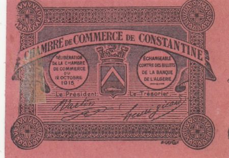 Algérie 10 Centimes - Chambre de commerce de Constantine - 12-10-1915