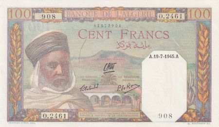 Algérie 100 Francs - Notable Algerien - Série O.2461 - 1945 - Neuf