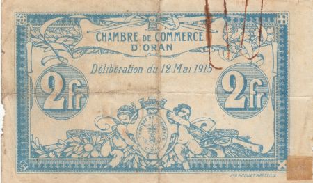 Algérie 2 Francs - Chambre de commerce d\'Oran - 12-05-1915 - Série E