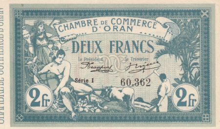 Algérie 2 Francs - Chambre de commerce d\'Oran - 1918 - Série I