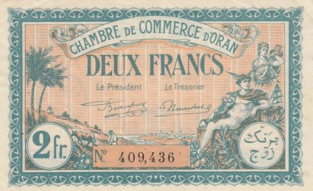 Algérie 2 Francs - Chambre de commerce d\'Oran - 25-03-1921 - Série 409.436