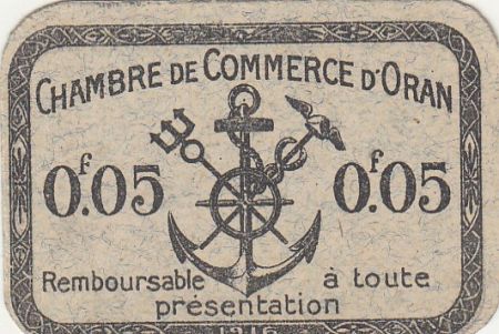 Algérie 5 Centimes - Chambre de commerce d\'Oran - 1916