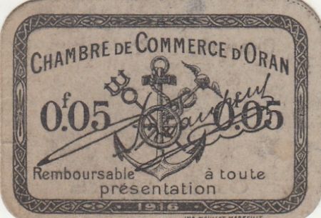 Algérie 5 Centimes - Chambre de commerce d\'Oran - 1916