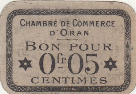 Algérie 5 Centimes - Chambre de commerce d\'Oran - 1916