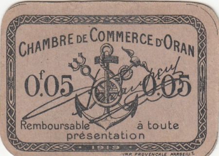 Algérie 5 Centimes - Chambre de commerce d\'Oran - 1919