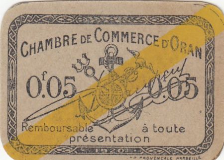 Algérie 5 Centimes - Chambre de commerce d\'Oran - 1920