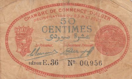 Algérie 50 Centimes - Chambre de commerce d\'Alger - 23-05-1923 - Série E.36