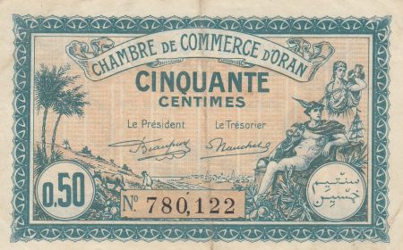 Algérie 50 Centimes - Chambre de commerce d\'Oran - 25-03-1921 - 780, 122