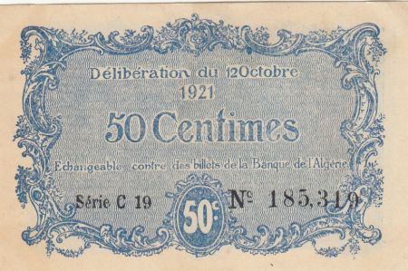 Algérie 50 Centimes - Chambre de commerce de Constantine - 12-10-1921 - Série C.19