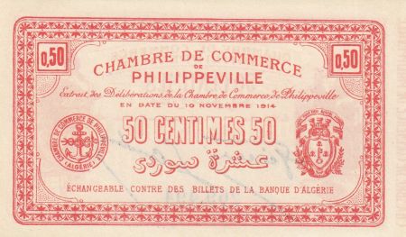 Algérie 50 Centimes - Chambre de commerce de Philippeville - 10-11-1914 - Série 199.794