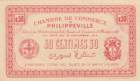 Algérie 50 Centimes - Chambre de commerce de Philippeville - 10-11-1914 - Série 269.494