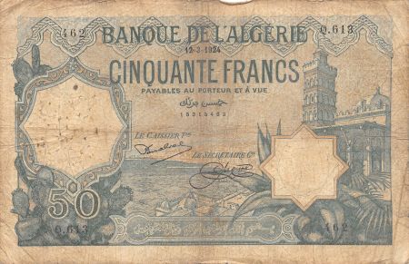 Algérie 50 Francs - Algérie - Vue d\'Alger - 12-03-1924