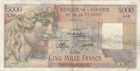 Algérie 5000 Francs Apollon - Arc de Triomphe de Trajan - 16-04-1951 -  Série K.787