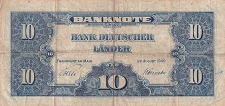 Allemagne (RFA) 10 Deutsche Mark  - Justice et travail - 1949 - TB+ - P.16a