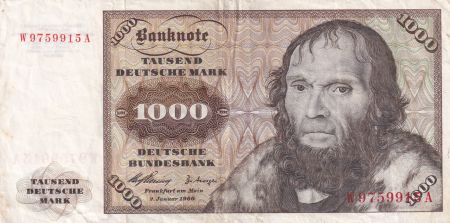 Allemagne (RFA) 1000 Deutsche Mark - Johannes Schöner par Lucas Cranach - 1960