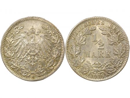 Allemagne 1/2 Mark Argent - 1916 D Munich