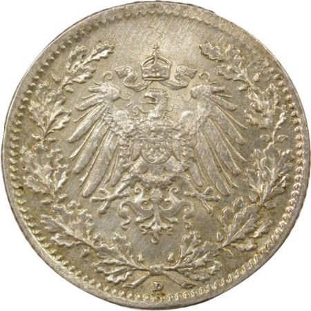 Allemagne 1/2 Mark Argent - 1916 D Munich