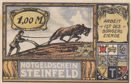 Allemagne 1 Mark - Etat de Steinfeld - 30-11-1921 - Numéro 03429