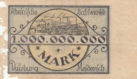 Allemagne 1 Milliard de Mark - Etat de Duisburg-Meiderich - 1923 - Numéro 149802