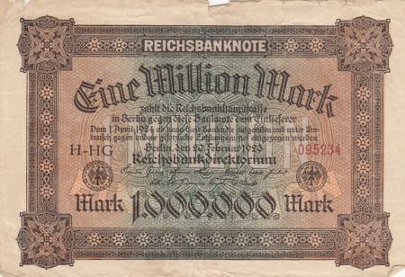 Allemagne 1 Millionen Mark  - 1923 - Série H-HG