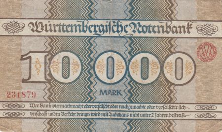 Allemagne 10 000 Mark - Ville de Wurttemberg - Numéro 231879 - 1923