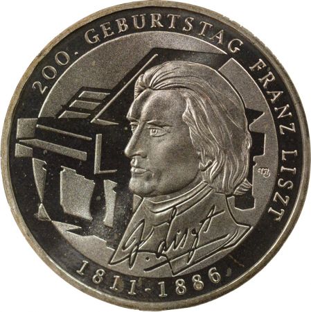 Allemagne 10 Euros Argent, Franz Liszt - 2011 G Karlsruhe