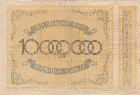 Allemagne 10 millions de Mark - Ville de Duisburg - Numéro 10275 - 1923