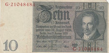 Allemagne 10 Reichsmark - Albrecht D. Thaer - Série G - 1929 - P.180a