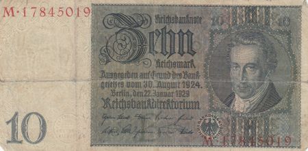 Allemagne 10 Reichsmark - Albrecht D. Thaer - Série M - 1929 - P.180a