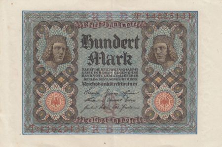 Allemagne 100 Mark - Cavalier de Bamberg - 8 digit - 1920 - Série P - P.69b