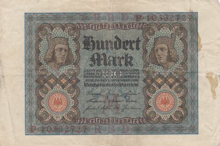 Allemagne 100 Mark - Cavalier de Bamberg - 8 digit - 1920 - Série P - P.69b