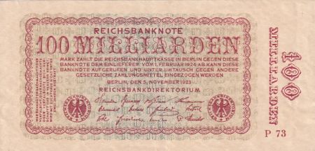 Allemagne 100 Milliarden Mark  - Reichsbanknote 1923 - Série P.73