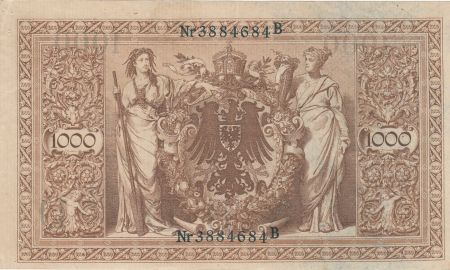 Allemagne 1000 Mark Brun numérotation verte - 1910 - 7 chiffres variés série B